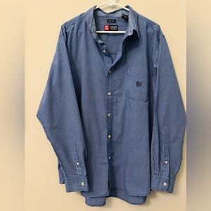 Chaps easy care checkered long sleeved button down shirt. Size. 2XL